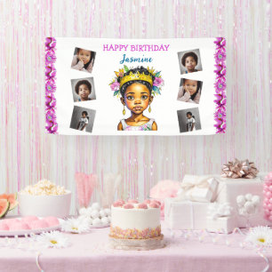 Personalized Birthday Girl Princess of Color Banner
