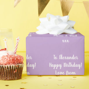 Personalized Birthday Modern Typography Lilac Wrapping Paper