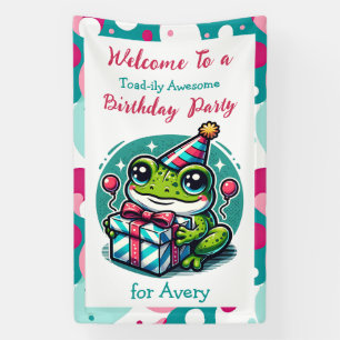 Personalized Birthday Party Frog Themed Welcome Banner