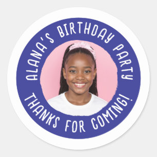 Personalized Birthday Party Thank You Favor  Classic Round Sticker