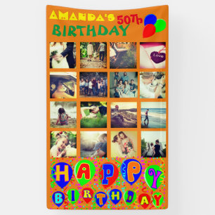 Personalized birthday photo collage banner