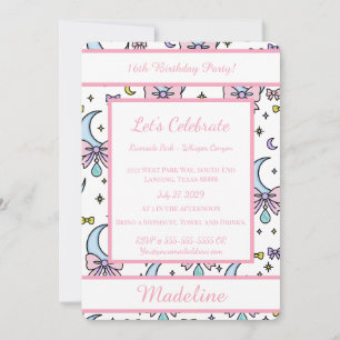 Personalized Birthday Pink Bow Sweet Invitation