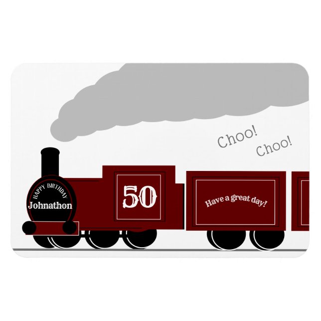 Personalized birthday steam train railway magnet (Horizontal)