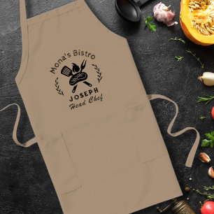 Personalized Bistro Chef with Utensil Graphic Long Apron