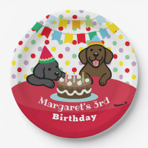 Personalized Black and Chocolate Labs Birthday Paper Plate