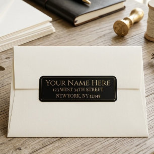 Personalized Black and Gold Name and Address on Return Address Label