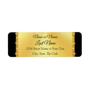 Personalized Black and Gold Return Address Labels