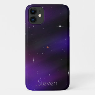 Personalized Black and Purple Spacescape Art iPhone 11 Case