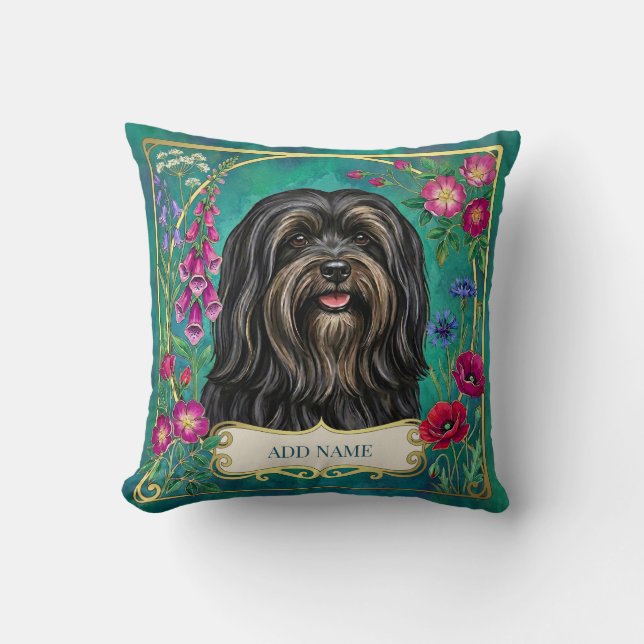 Personalized Black and Tan Lhasa Apso Cushion (Front)