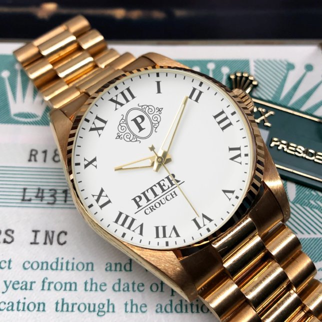 Personalized black and White  initial monogrammed  Watch (Creator Uploaded)