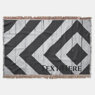 Personalized Black and White Squares on Wood Throw Blanket