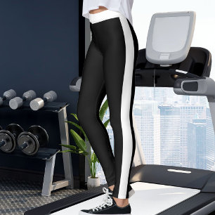 Personalized Black And White Stripes Custom Made Leggings