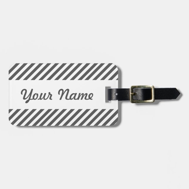 Personalized Black and White Stripes luggage tag (Front Horizontal)