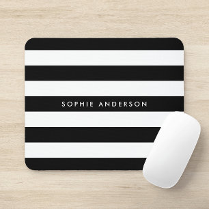 Personalized Black and White Stripes Mouse Pad