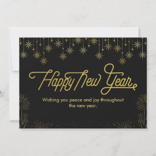 Personalized black and yellow Happy New Year Card