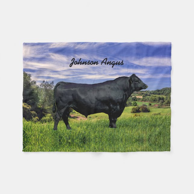 Personalized Black Angus Throw Blanket (Front (Horizontal))