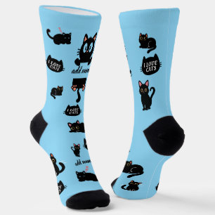 Personalized Black Cat Socks - Custom Cat Lover Gi