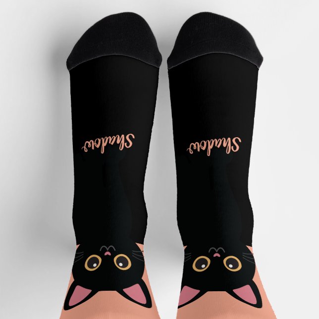 Personalized Black Cat Socks - Gift For Cat lovers (Top)
