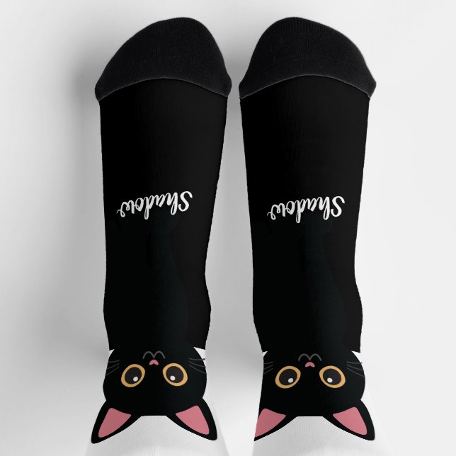 Personalized Black Cat Socks - Gift For Cat lovers (Top)