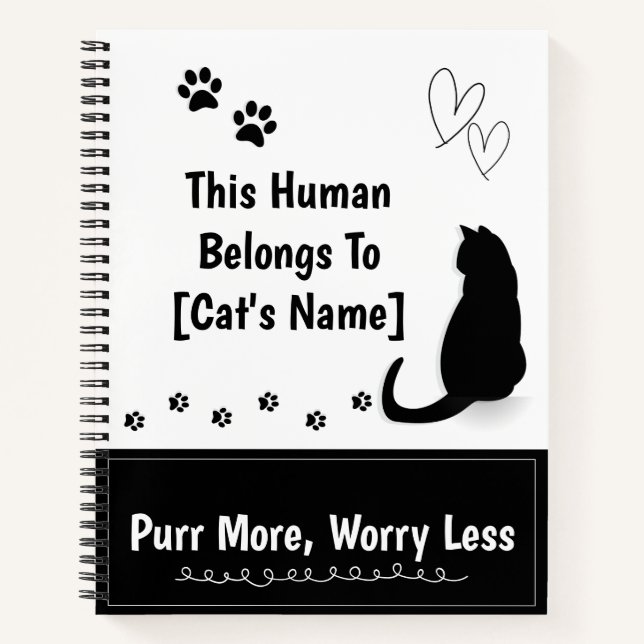 Personalized Black Cat Spiral Notebook (Front)