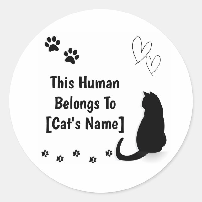 Personalized Black Cat Sticker (Front)