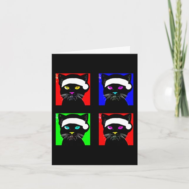 Personalized Black Cat with Attitude Christmas  Holiday Card (Front)