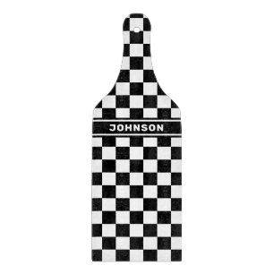 Personalized Black Checkered Cutting Board