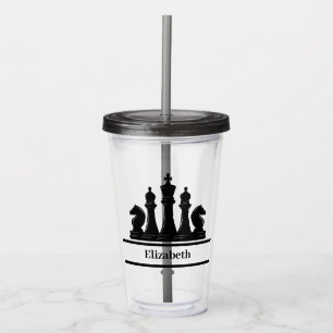 Personalized Black Chess Pieces Acrylic Tumbler