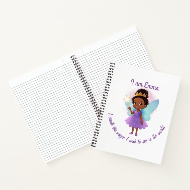 Personalized Black Fairy Girl Notebook (Inside)