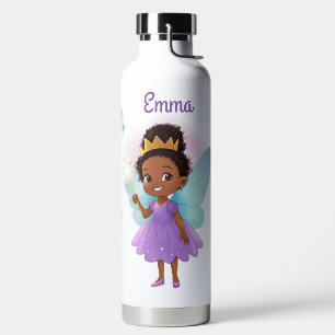Personalized Black Fairy Girl Water Bottle