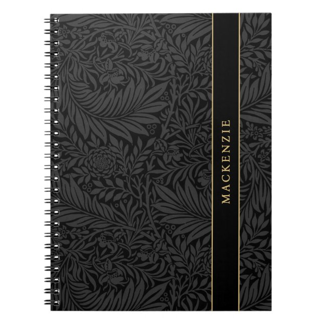 Personalized Black Floral Pattern Notebook (Front)