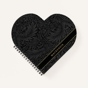 Personalized Black Floral Pattern Notebook