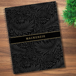 Personalized Black Floral Pattern Notebook