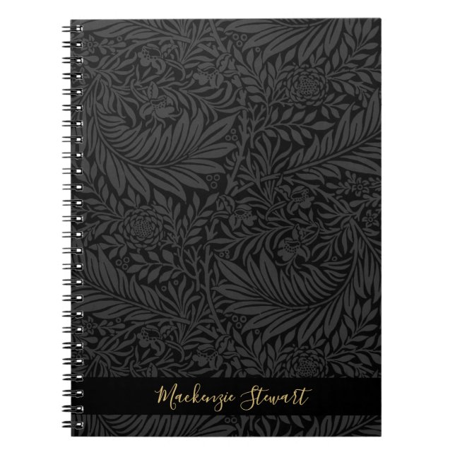 Personalized Black Floral Pattern Notebook (Front)