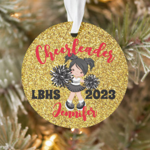 Personalized Black & Gold Cheerleading Ornament 