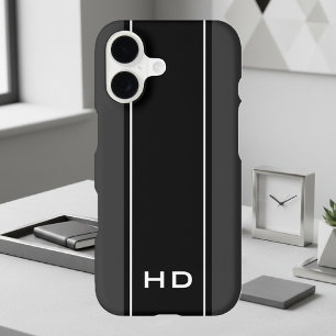 Personalized black iPhone 17 case with monogram