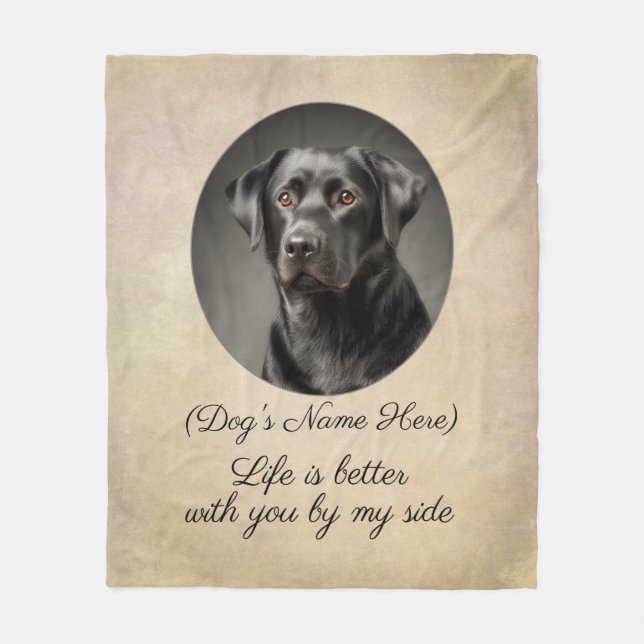 Personalized Black Labrador by My Side Fleece Blanket (Front)