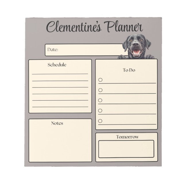 Personalized Black Labrador Daily Planner Notepad (Front)