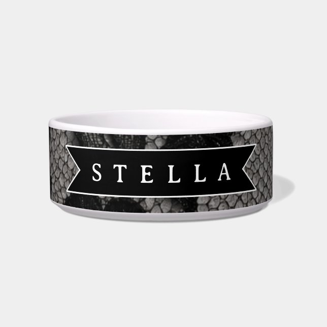 Personalized Black Lace Floral Elegant Monogram Bowl (Front)