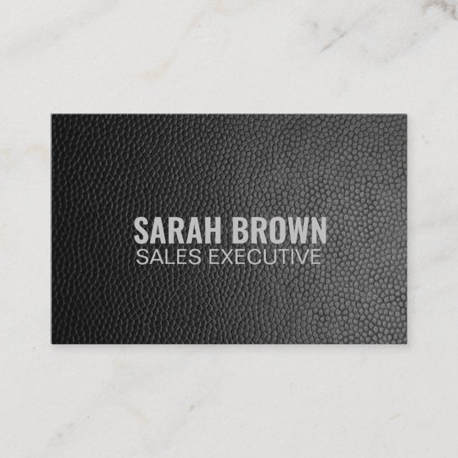 Personalized "Black Leather" (UK/Euro) Business Card (Front)