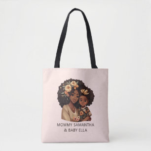 Personalized Black Mom and Daughter (19) Tote Bag