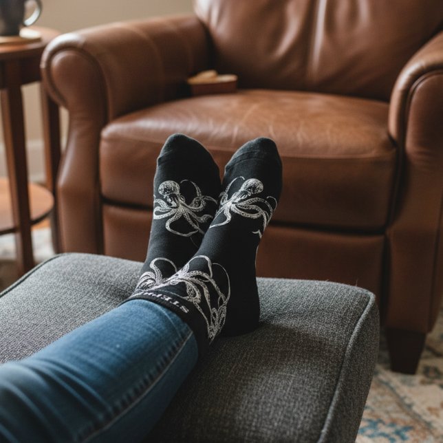 Personalized Black Octopus Socks with Name (Octopus socks with custom name!)