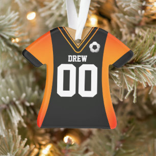 Personalized Black/Orange Soccer Jersey Ornament