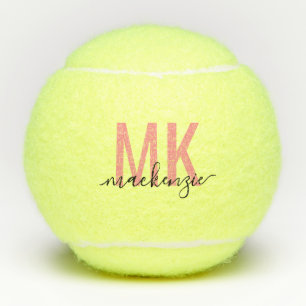 Personalized Black Pink Signature 2 Initials Tennis Balls
