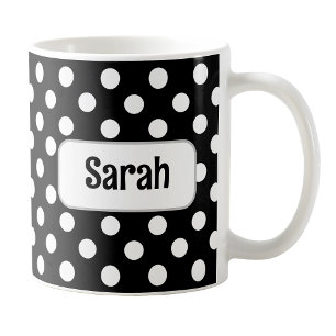 Personalized Black Polka Dot Mug