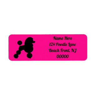 Personalized Black Poodle on Pink Address Return Address Label