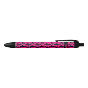 Personalized Black Poodle on Pink Ink Pen