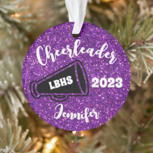Personalized Black & Purple Cheerleading Ornament 