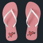 Personalized Black & Red Love Heart Flip Flops<br><div class="desc">Love heart wedding flip flops which can be personalized with the couple's initials.</div>