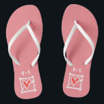 Personalized Black & Red Love Heart Flip Flops<br><div class="desc">Love heart wedding flip flops which can be personalized with the couple's initials.</div>
